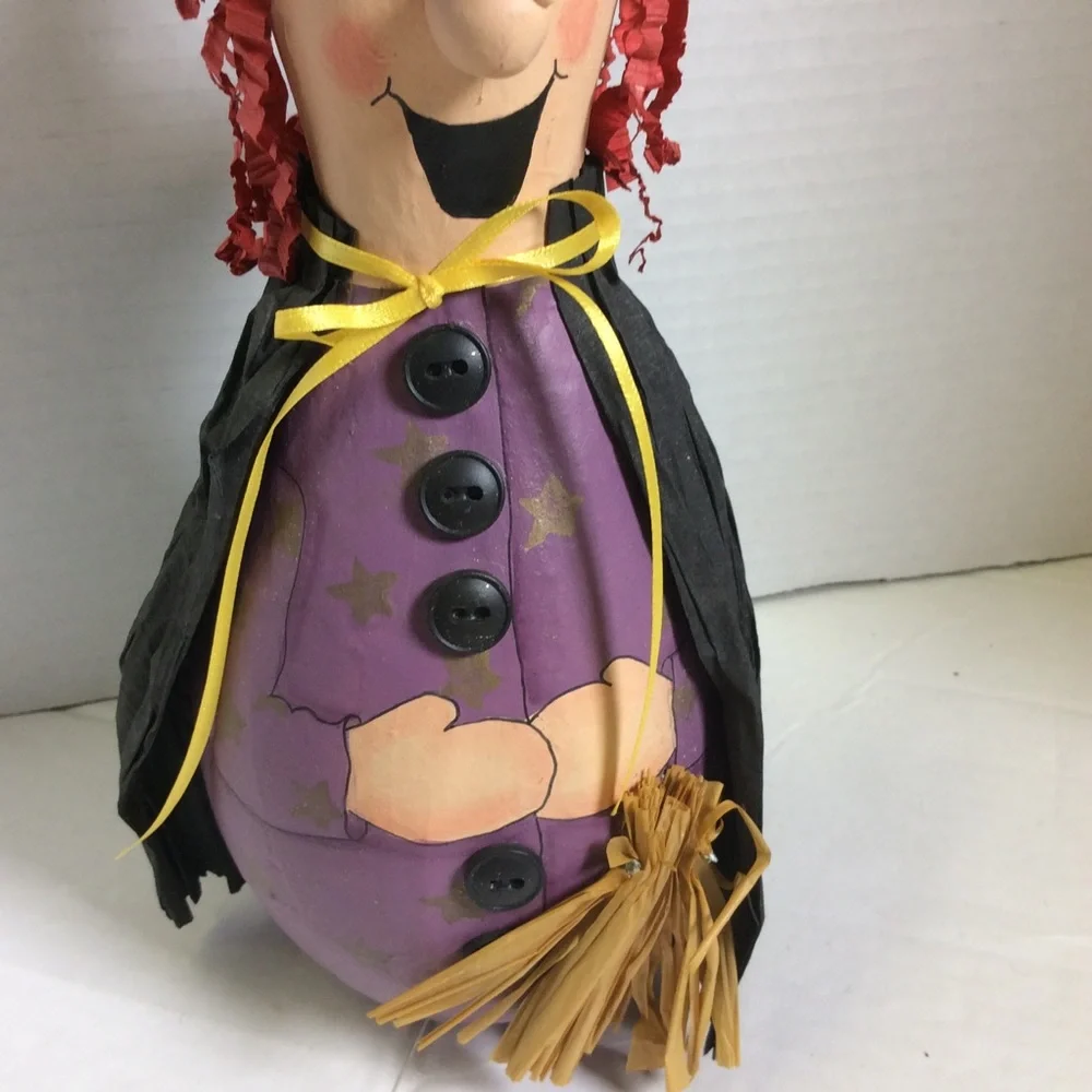 Vintage Halloween Witch papier-mâché Rattle Handmade